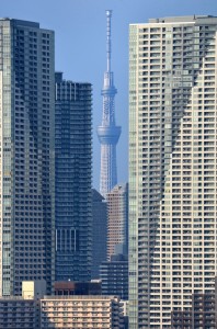 「東京スカイツリー」＝2014年5月1日、レインボーブリッジで